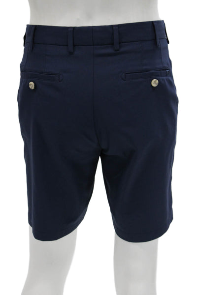 Peter Millar Mens Chino Shorts Dark Blue Button 100% Polyester Size 33