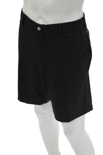 Peter Millar Mens Chino Shorts Black Button Polyester Size 33