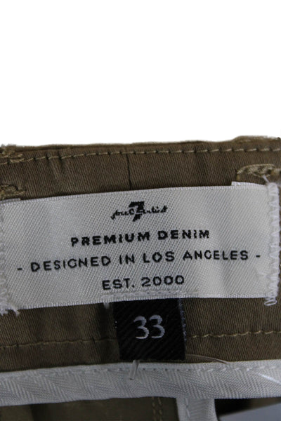 7 For All Mankind Mens Chino Shorts Tan Polyester Size 33