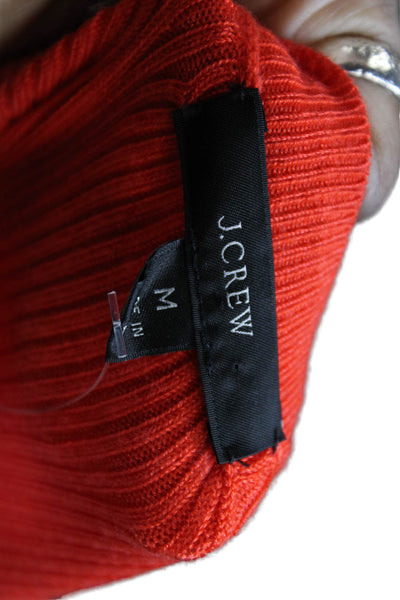 J Crew Women Solid Red Tencel Long Sleeve Round Neck Top Classic Fall Size M