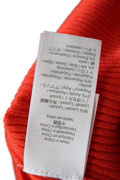 J Crew Women Solid Red Tencel Long Sleeve Round Neck Top Classic Fall Size M