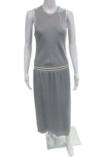 Theory Womens Gray Silk Tank Dress Sleeveless Long Size S