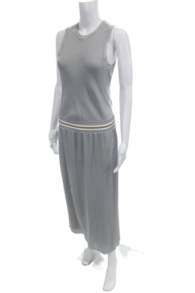 Theory Womens Gray Silk Tank Dress Sleeveless Long Size S
