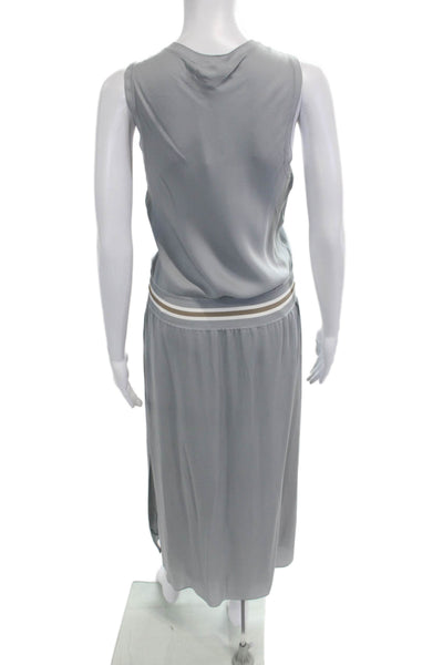 Theory Womens Gray Silk Tank Dress Sleeveless Long Size S