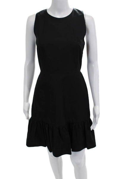 J Crew Women Fit & Flare Dress Black Sleeveless Zip Size 4