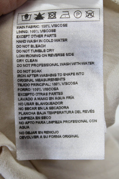 Ba&Sh Womens Kaftan Dress Beige Floral V Neck 3/4 Sleeve Size S