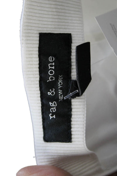 Rag & Bone Womens Ankle Cropped Pants White Cotton Zip Size 4