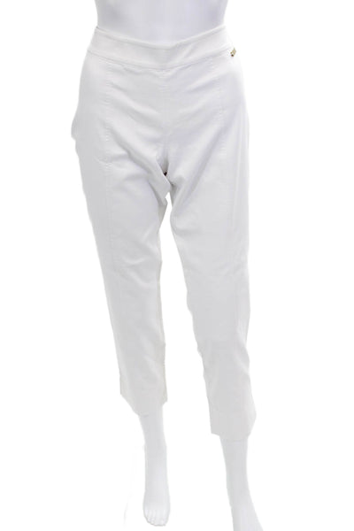 Tory Burch Womens Ankle Cropped Pants White Zip 27in Inseam Size 4