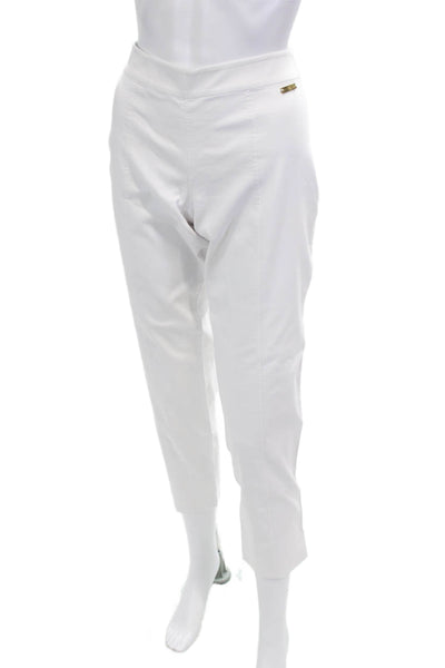 Tory Burch Womens Ankle Cropped Pants White Zip 27in Inseam Size 4