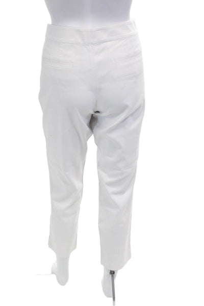 Tory Burch Womens Ankle Cropped Pants White Zip 27in Inseam Size 4