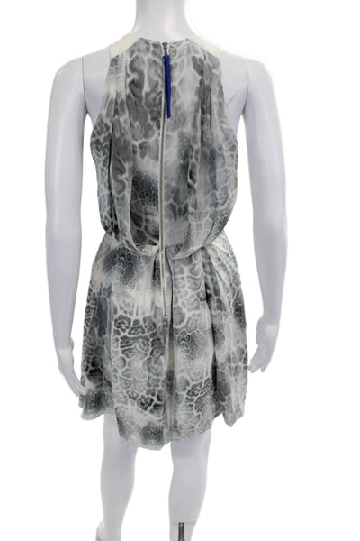 Rebecca Taylor Women Gray Animal Print High Neck Sleeveless Shift Dress Size 4
