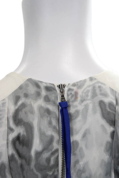 Rebecca Taylor Women Gray Animal Print High Neck Sleeveless Shift Dress Size 4