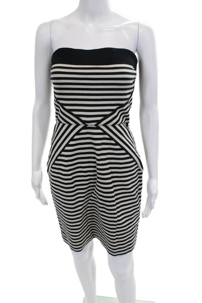 L'Agence Women Bodycon Sheath Black Striped Cotton Sleeveless Dress Zip Size 6