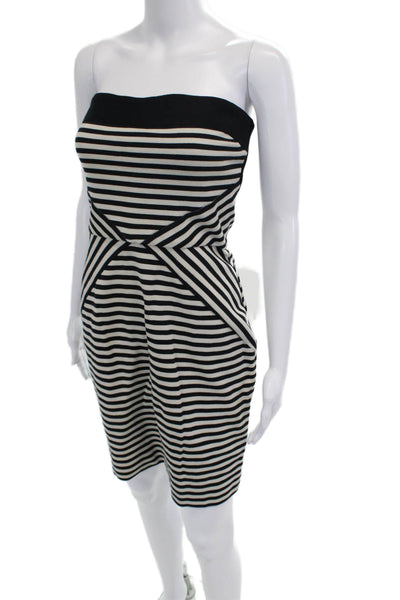 L'Agence Women Bodycon Sheath Black Striped Cotton Sleeveless Dress Zip Size 6
