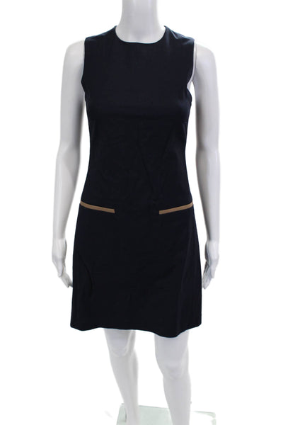 Pure Navy Women Sheath Shift Dress Dark Blue Sleeveless Knee Length Size 4