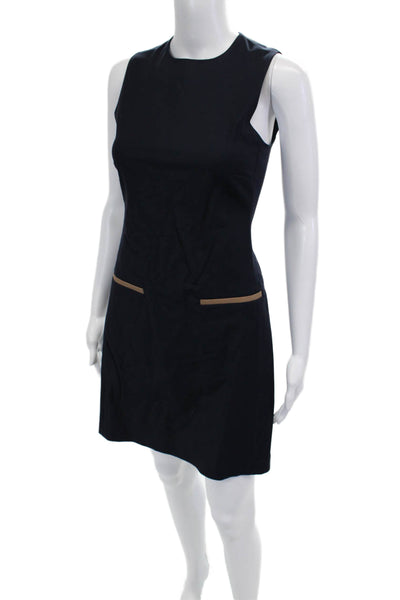 Pure Navy Women Sheath Shift Dress Dark Blue Sleeveless Knee Length Size 4