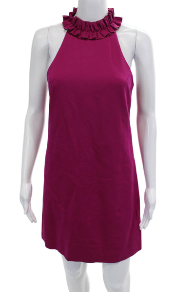 Trina Turk Women Shift Dress Purple High Neck Sleeveless Zip Size 0