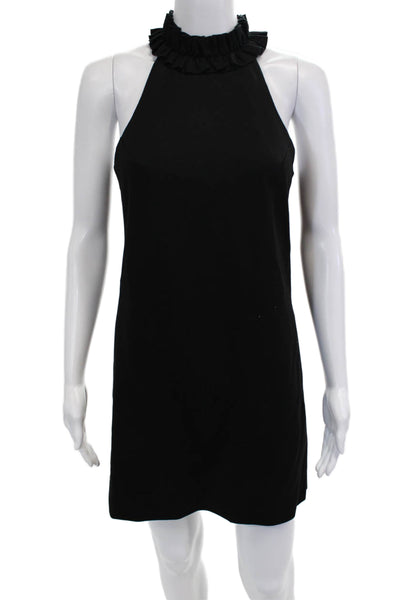 Trina Turk Womens Shift Dress Black Mock Neck Sleeveless Short Size 0