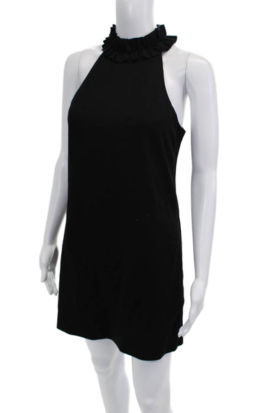 Trina Turk Womens Shift Dress Black Mock Neck Sleeveless Short Size 0