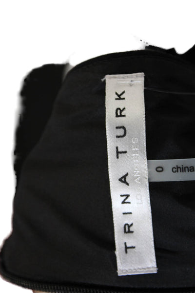 Trina Turk Womens Shift Dress Black Mock Neck Sleeveless Short Size 0