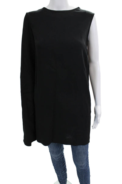 Zara Woman Women Black Sleeveless Crew Neck Dress Button Closure Viscose Size S