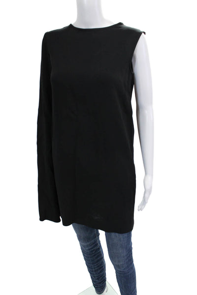 Zara Woman Women Black Sleeveless Crew Neck Dress Button Closure Viscose Size S