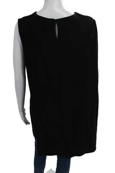 Zara Woman Women Black Sleeveless Crew Neck Dress Button Closure Viscose Size S