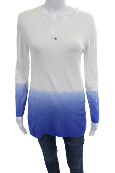 Courreges Women V-Neck Long Sleeve Tunic T-Shirt White Size S