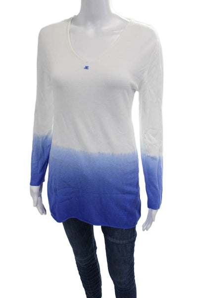 Courreges Women V-Neck Long Sleeve Tunic T-Shirt White Size S