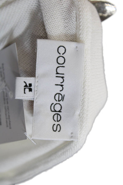 Courreges Women V-Neck Long Sleeve Tunic T-Shirt White Size S
