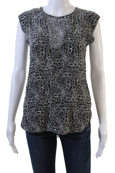 Rebecca Taylor Womens Basic Silk Blouse Black Crew Neck Sleeveless Size 0