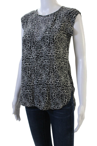 Rebecca Taylor Womens Basic Silk Blouse Black Crew Neck Sleeveless Size 0