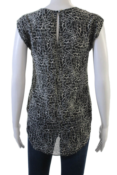 Rebecca Taylor Womens Basic Silk Blouse Black Crew Neck Sleeveless Size 0