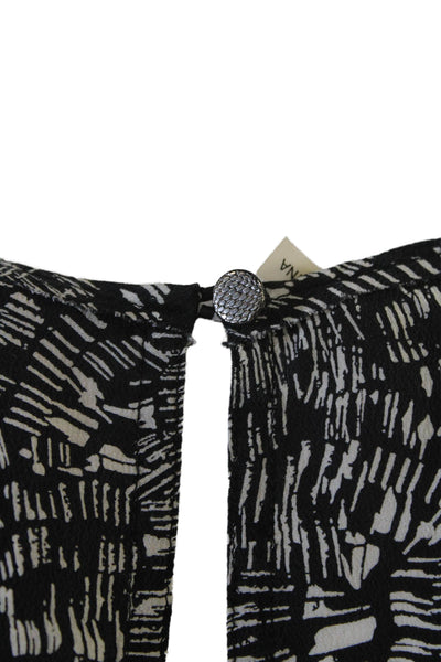Rebecca Taylor Womens Basic Silk Blouse Black Crew Neck Sleeveless Size 0