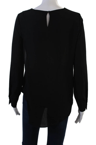 BCBGMAXAZRIA Womens Basic Black Long Sleeve Blouse Size XS