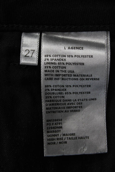 L'Agence Women Black Skinny Ankle Jeans Mid Rise Button Fly Size 27