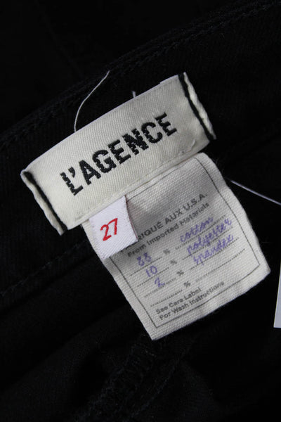 L'Agence Women Black Skinny Ankle Jeans Mid Rise Button Fly Size 27