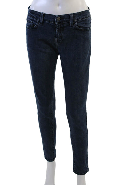 J Brand Women Skinny Ankle Jeans Dark Blue Mid Rise 28 Inseam Size 30