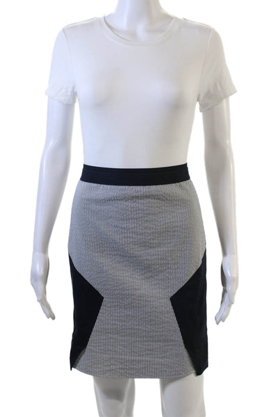 Elie Tahari Women Straight Pencil Skirt Striped Black Short Size 6