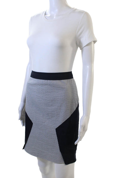 Elie Tahari Women Straight Pencil Skirt Striped Black Short Size 6
