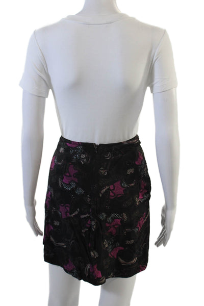 IRO Women Black Floral Mini Tulip Skirt 100% Viscose Short Size 40
