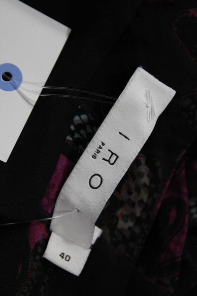 IRO Women Black Floral Mini Tulip Skirt 100% Viscose Short Size 40
