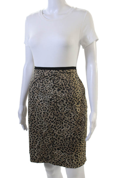 Elie Tahari Women Straight Pencil Skirt Beige Animal Print Short Size 10