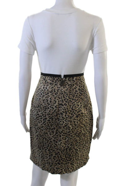 Elie Tahari Women Straight Pencil Skirt Beige Animal Print Short Size 10