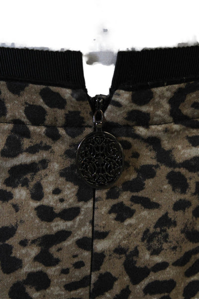 Elie Tahari Women Straight Pencil Skirt Beige Animal Print Short Size 10
