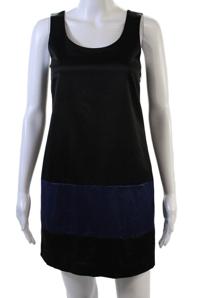 Theory Womens Black Shift Tank Dress Sleeveless Round Neck Zip Size 2