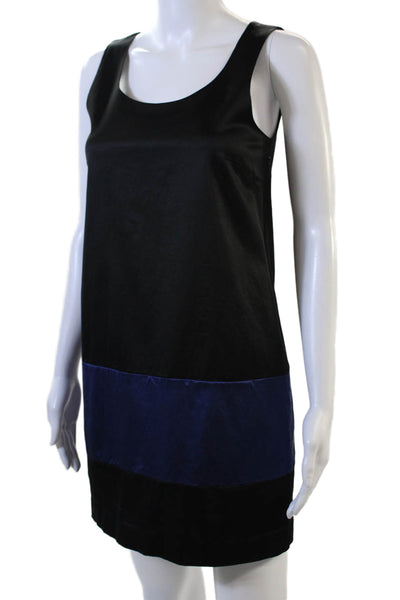 Theory Womens Black Shift Tank Dress Sleeveless Round Neck Zip Size 2