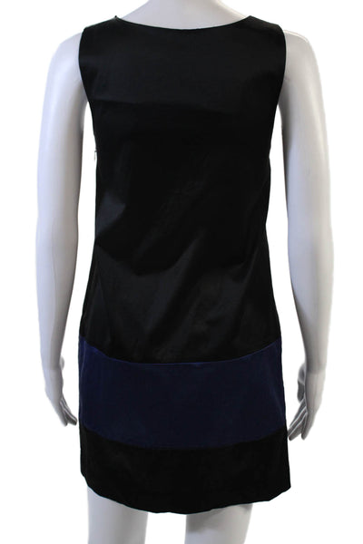 Theory Womens Black Shift Tank Dress Sleeveless Round Neck Zip Size 2