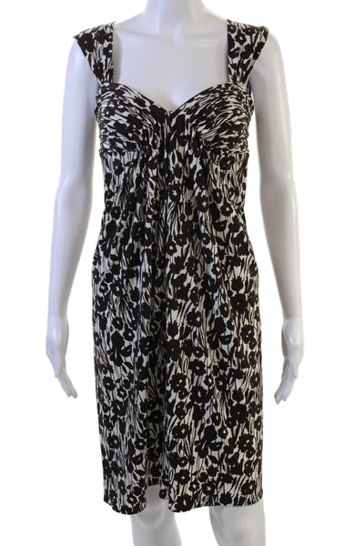 BCBGMAXAZRIA Women Sheath Sundress Black V-Neck Floral Sleeveless Size XS