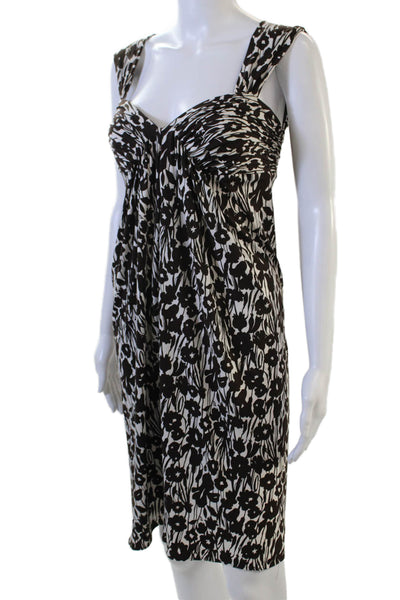 BCBGMAXAZRIA Women Sheath Sundress Black V-Neck Floral Sleeveless Size XS